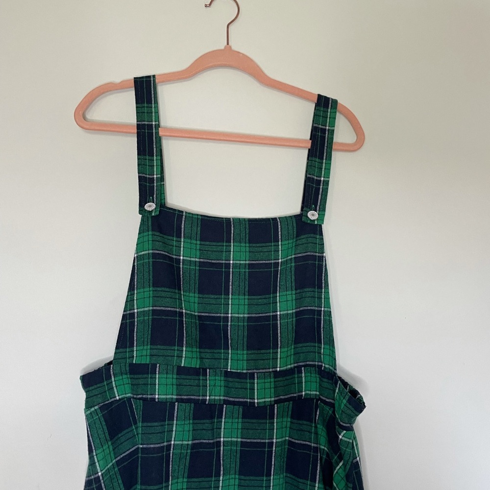 Plaid mini overall dress